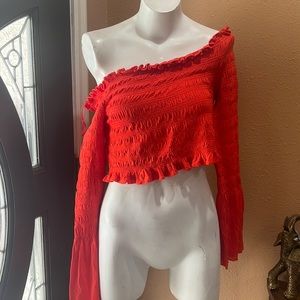 Urban outfitters orange long sleeve crop top